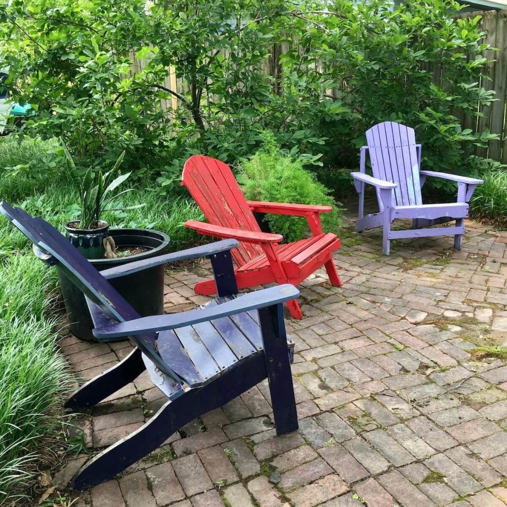 Adirondack chairs of different colors