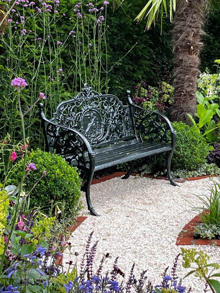 Classic wrought iron bench