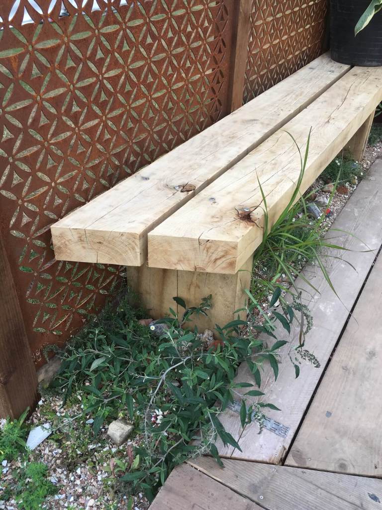 Inexpensive quick bench made from two planks