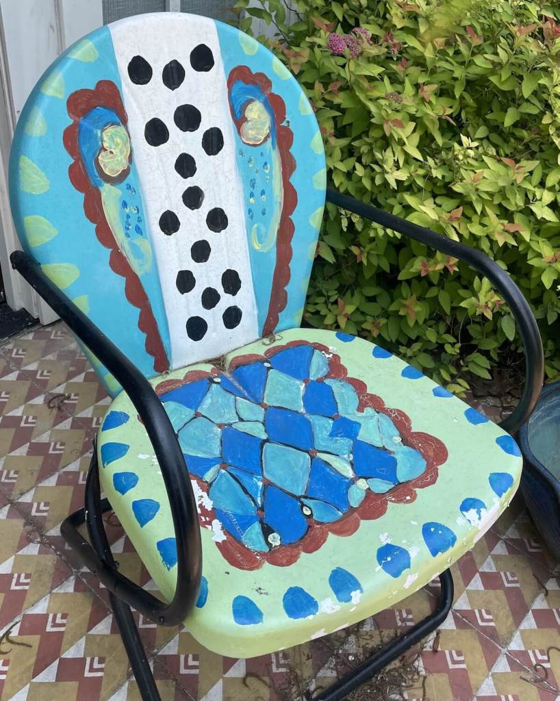 Painted metal chair